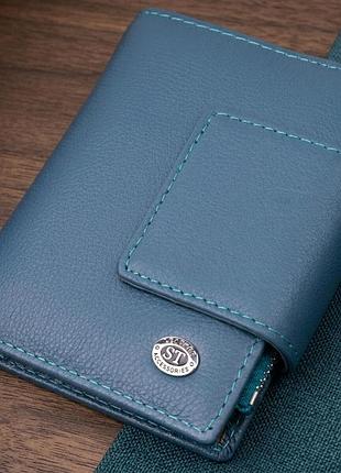 Портмоне для женщин с оригинальной монетницей из натуральной кожи st leather 19450 бирюзовый