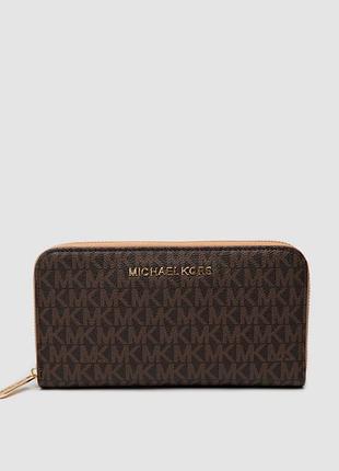 Кошелёк michael kors вместительный на молнии коричневый 20 х 10.5 х 2 см