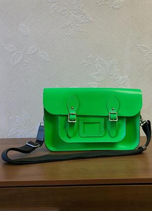 Яскрава шкіряна сумка портфель the leather satchel &co