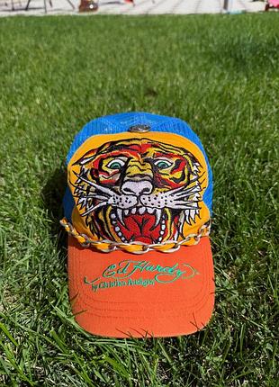 Кепка тракер ed hardy by christian audigier tiger с цепью y2k винтаж