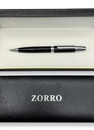 Ручка шариковая zorro в подарочной коробке (черная с серебристыми вставками) 803