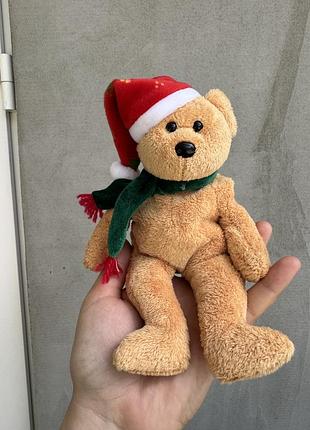 Колекційна м'яка іграшка ty beanie baby 2003 holiday teddy у святковому новорічному вбранні