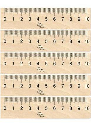 Линейка 10 см, деревянная (5 шт. в наборе)