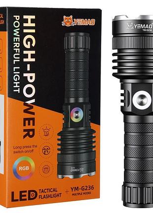 Фонарь yemao ym-g236 tg 50w, 1x26650, зу type-c, zoom