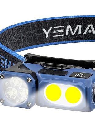 Налобный фонарь yemao ym-t615, 500lm, аккумулятор 700 mah, с красным светом
