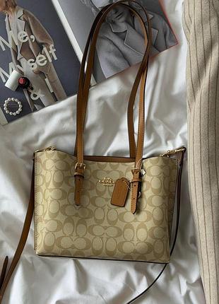 Coach mollie tote bag 25 in signature canvas beige/brown