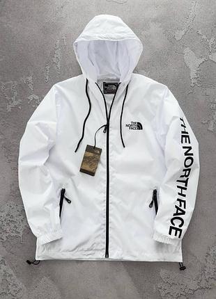 Чоловіча вітрівка the north face з капюшоном біла куртка зе норд фейс весняна (bon)