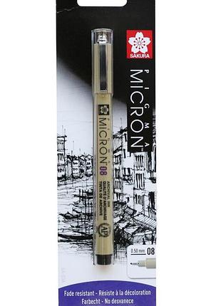 Ручка pigma micron pn чорний 0.5мм sakura у блістері