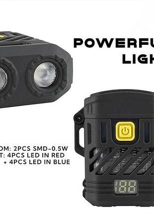 Фонарь multifunctional d53-2led, li-ion аккум., индикация заряда, зажигалка, зу type-c, box