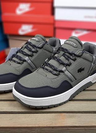 Мужские качественные и стильные кроссовки lacoste t-clip gore-tex cordura winter хаки с черным❄️