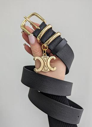 Ремень женский celine logo черный е 2