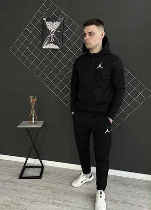 Чоловічий спортивний костюм jordan чорний на блискавці весняний осінній | комплект худі та штани джордан xxl