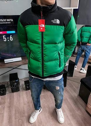 Мужская зимняя куртка the north face оверсайз зеленая до -25*с пуховик тнф унисекс с капюшоном m (b)