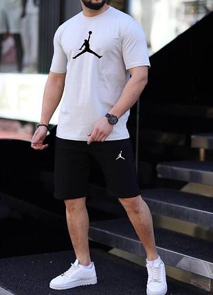 Чоловічий літній костюм футболка та шорти jordan білий комплект джордан на літо xxl (b)