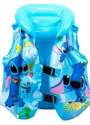 Дитячий надувний жилет для плавання "персонаж: стич / stitch" 35 см (синій)