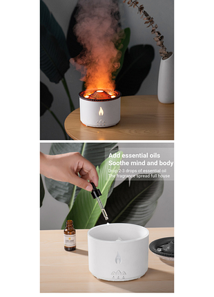 Ароматичний дифузор volcano fire flame, аромотерапія, зволожувач повітря, 2 кольори пульт jellyfish mist flame volcano home 5