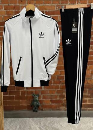 Мужской спортивный костюм adidas кофта на змейке + штаны белый без капюшона адидас весенний осенний xl (b)