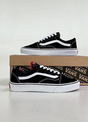 Чоловічі кеди vans knu skool чорно-білі кросівки замшеві ванс олд скул (bon)