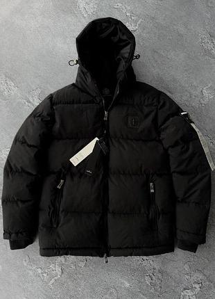 Чоловіча зимова куртка stone island чорна до -25 °c тепла пуховик стон айленд із капюшоном xxl (b)