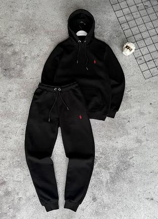 Мужской зимний спортивный костюм polo ralph lauren черный комплект поло на молнии m (b)
