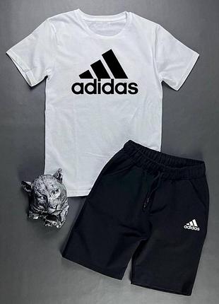 Мужской летний костюм adidas футболка + шорты черно-белый комплект адидас m (bon)