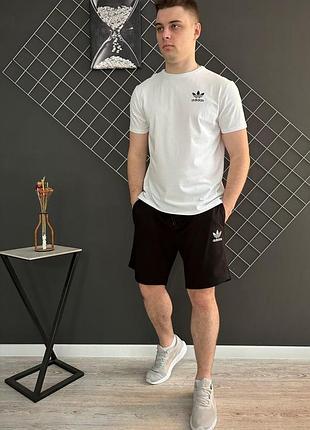 Мужской летний костюм adidas футболка + шорты комплект адидас на лето белый с черным xl (bon)