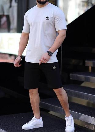 Мужской летний костюм adidas футболка и шорты белый комплект адидас xl (b)
