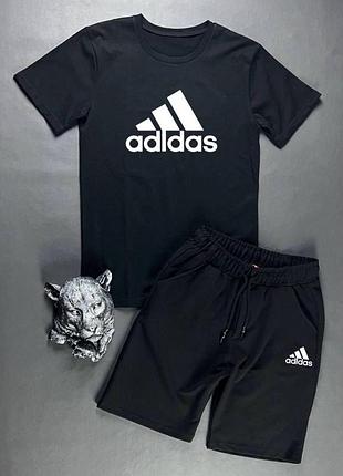 Мужской летний костюм adidas футболка + шорты черный комплект адидас xl (bon)