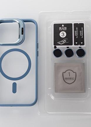 Силіконовий чохол magsafe camera glass protection для iphone 13 pro max блакитний