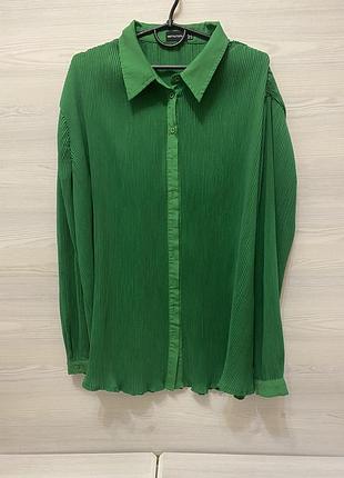 Зелена плисована сорочка prettylittlething, 2xl/3xl