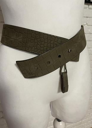 Шкіряний широкий ремінь корсет allsaints mimosa croco waist belt (розмір l)