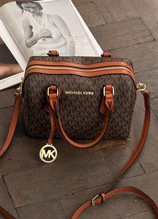 Жіноча сумка michael kors hayes duffle коричнева з екошкіри майкл корс (b)