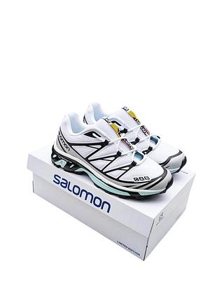 Кроссовки salomon xt 6 белые с голубым (унисекс)