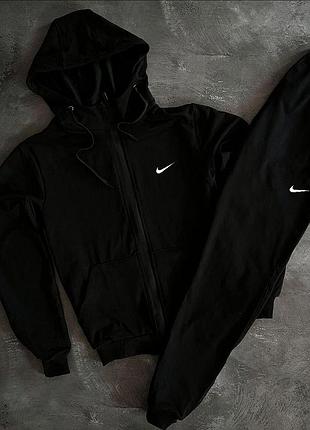Мужской спортивный костюм nike черный на молнии весенний осенний | комплект толстовка + штаны найк xxl (bon)