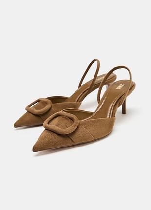 Шкірянні туфлі мюлі від zara з нових коллекцій