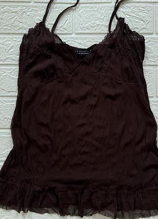 Коричневий трендовий топ на брителях сітка zara s
