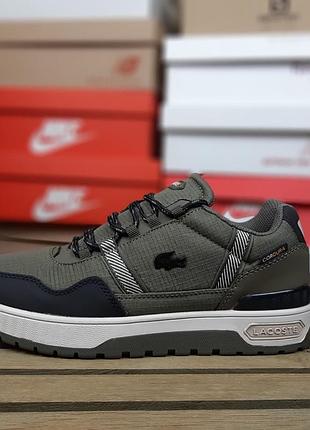 Чоловічі кросівки lacoste t-clip gore tex cordura winter хакі з чорним