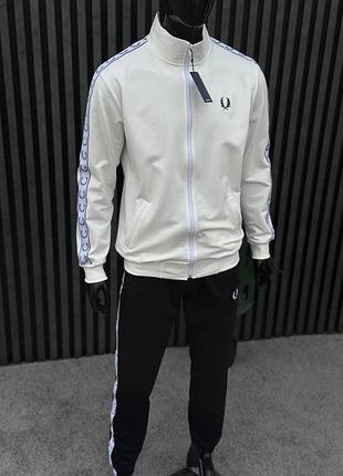 Мужской костюм fred perry кофта + штаны + носки молочный с лампасами комплект фред перри весенний xl (b)