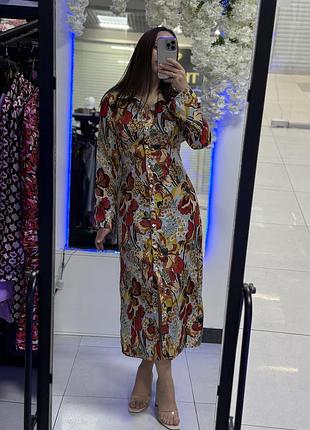 Довга сатинова сукня zara 5