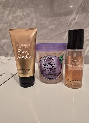 Набор для тіла скраб спрей лосьон victoria's secret