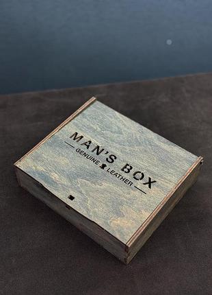 📦 дерев'яна коробка man's box під гаманці, зажими, біфолди (18см × 16см × 4см)