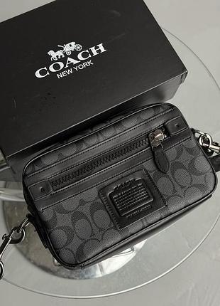 Сумка чоловіча coach academy crossbody signature canvas чорний