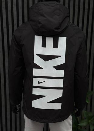 Мужская ветровка nike черная с белым весенняя осенняя летняя куртка найк легкая с капюшоном 3xl (b)