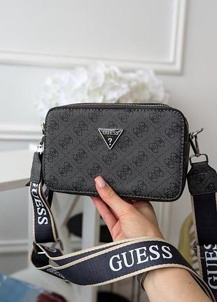 Жіноча сумка крос-боді guess чорна маленька гесс з ремінцем на плече (b)