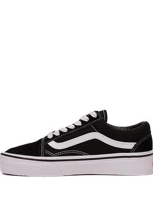 Жіночі кеди vans old skool чорно-білі замшеві ванс олд скул (b)