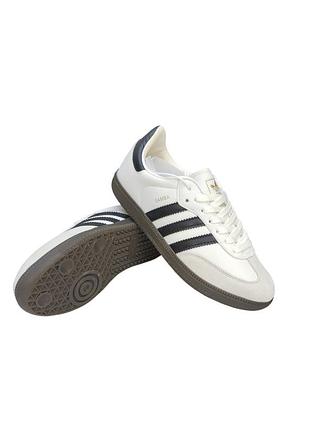 Кроссовки мужские adidas samba classik core whitе. белые кожаные кеды - кроссы адидас самба весна-лето