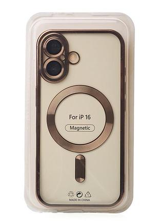 Силиконовый чехол magsafe shining matte для iphone 16 desert titanium 4