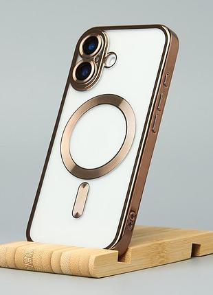 Силиконовый чехол magsafe shining matte для iphone 16 desert titanium 5