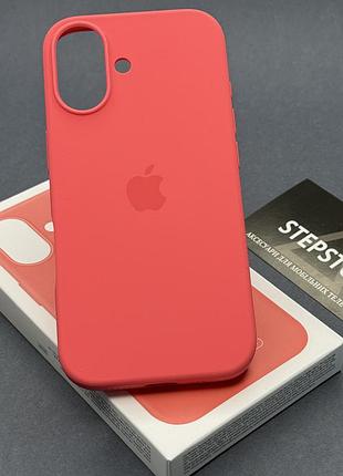 Чехол silicone case для iphone 17 с magsafe без швов с закрытым низом с анимацией розовый(bright guava)