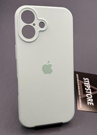 Чехол для iphone 17 silicone case с микрофиброй закрытым низом силиконовый закрытая камера ментоловый (turqoise)